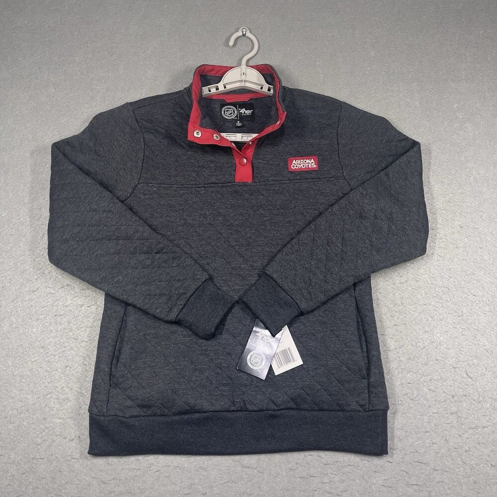 Arizona Coyotes Sweater Womens Medium Gray Quilted Snap Pullover G III NHL NEW - Picture 1 of 8